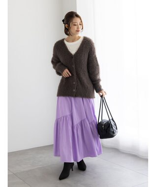 Te chichi マットタフタバイヤスティアードスカート ラベンダー