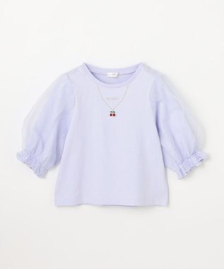 ANY KIDS チュール袖 七分Tシャツ ラベンダー