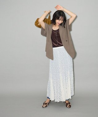 Green Parks ２ＷＡＹパネル切り替えレースフレアスカート Ivory