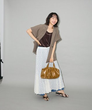 Green Parks ２ＷＡＹパネル切り替えレースフレアスカート Ivory