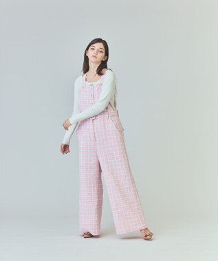 GRACE CONTINENTAL チェックツイードサロペット ピンク