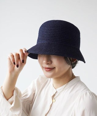 石田製帽 インディゴコットンブレード　バケットハット ネイビー