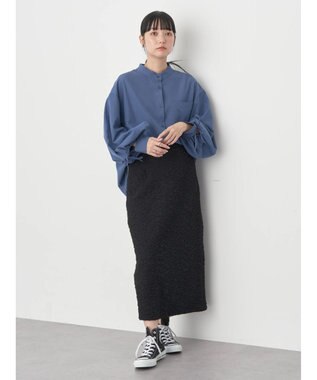 earth music&ecology リボンポイントシャツチュニック Blue