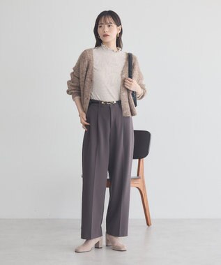 earth music&ecology ラメテレコハイネックプルオーバー Beige