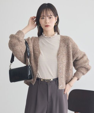 earth music&ecology ラメテレコハイネックプルオーバー Beige