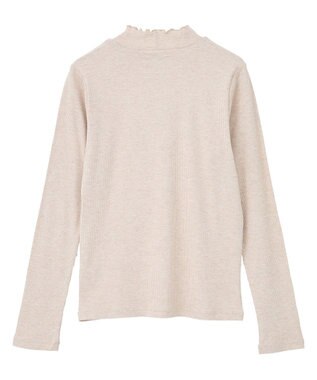 earth music&ecology ラメテレコハイネックプルオーバー Beige