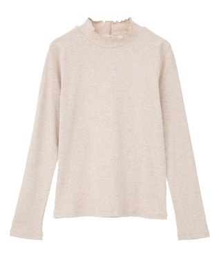 earth music&ecology ラメテレコハイネックプルオーバー Beige