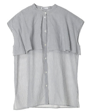CRAFT STANDARD BOUTIQUE インド綿フリルブラウス Stripe Gray
