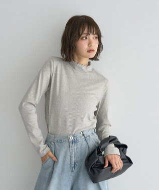 earth music&ecology ラメテレコハイネックプルオーバー Gray