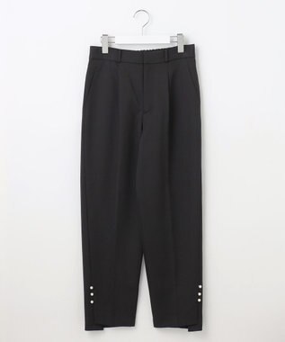 Feroux 【洗える】パールポイントテーパード パンツ ブラック系