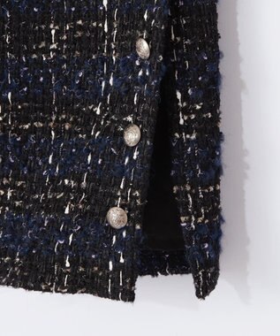 GRACE CONTINENTAL サイドスリットツイードスカート ネイビー