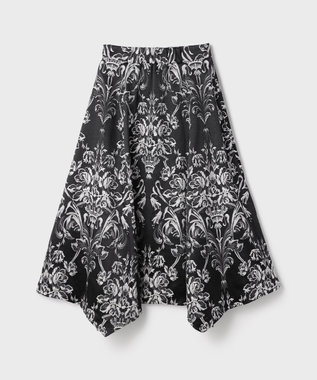 GRACE CONTINENTAL オーナメントジャガードハンカチヘムスカート ブラック