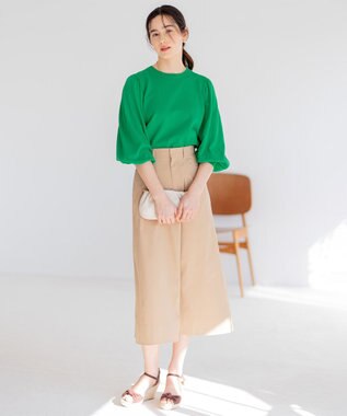 組曲 【ストレッチ・イージーケア】ハイウエストチノ スカート ベージュ系
