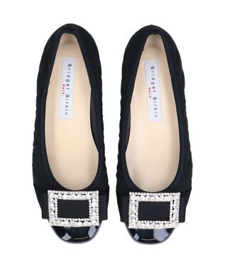 Bridget Birkin ＜3E＞【Bridget Birkin Walk】キルティングビジューリボンウォーキングパンプス ブラックスウェード