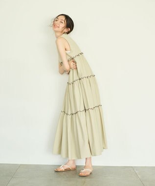 #Newans ボリュームティアードワンピース ベージュ