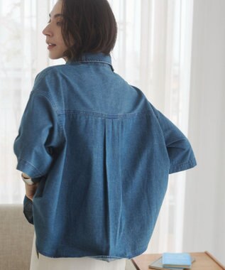 WEGO 【ANGIE VINTAGE】オーバーサイズデニム半袖シャツ ブルーその他