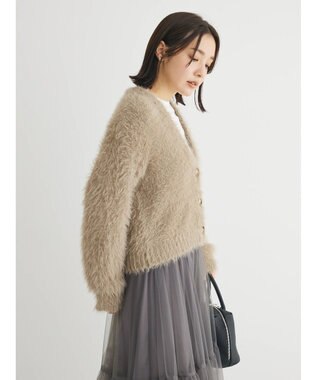 Green Parks ・Ｐｅｔｉｔ　Ｆｌｅｕｒ　シャギーニットカーディガン Gray Beige