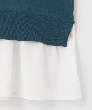 ANY SIS 【洗える】シャツテール ニットＴシャツ ダークグリーン