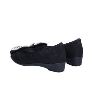 Bridget Birkin ＜3E＞【Bridget Birkin Walk】キルティングビジューリボンウォーキングパンプス ブラックスウェード