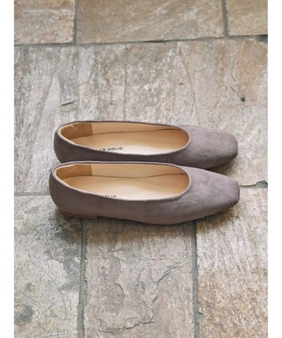 AMERICAN HOLIC 【整履き】スクエアトゥスェードフラットシューズ Light Beige
