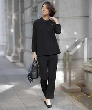 J.PRESS LADIES S 【セットアップ対応・2way】セラテリーダブルクロス ブラウス ブラック系