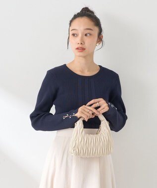 earth music&ecology パール＆ビジュースリーブプルオーバー