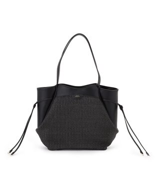 23区 ペーパーライクコンビ トートバッグ (M) ブラック×ブラック