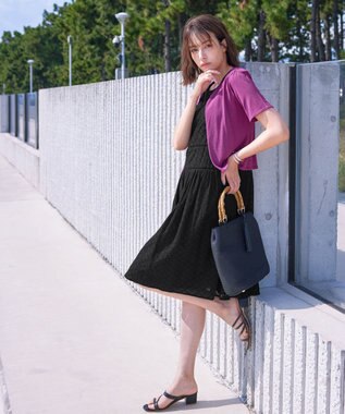 Tiaclasse L 【新色追加・洗える・UVケア・接触冷感】サマーニット半袖カーディガン パープルピンク