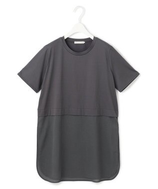 ICB L 【人気のため新色追加・UVケア・洗える】シアージャージーコンビ カットソー チャコール系