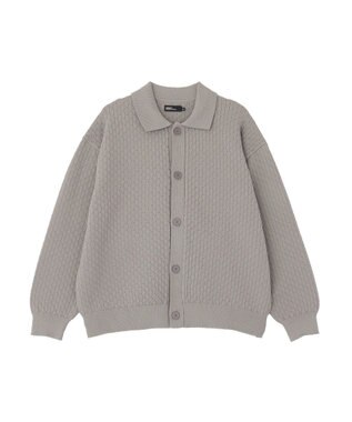 CRAFT STANDARD BOUTIQUE 柄編みニットシャツカーディガン Charcoal Gray