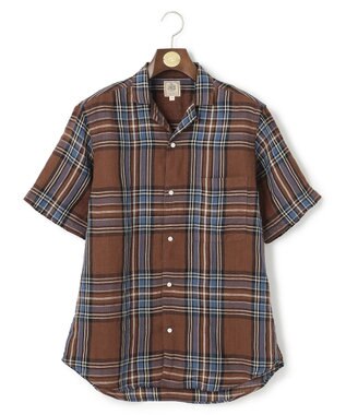 J.PRESS MEN フレンチリネンビッグチェックシャツ ブラウン系3