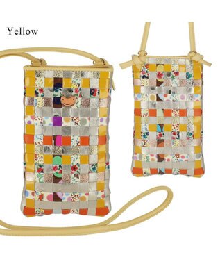 tsumori chisato CARRY エポネコメッシュ スマホポシェット スマホケース 縦型 軽量 ショルダー カード入れ付き イエロー