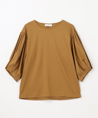 ANY シルケットスムースパフスリーブトップス キャメル