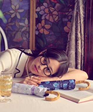 MOONBAT アデリアレトロ×estaa 晴雨兼用日傘 折りたたみ傘 ラプソディー UV 一級遮光 ラベンダー