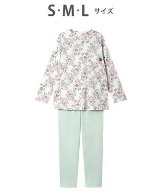 WACOAL ミントン 長袖 長ズボン パジャマ 綿100%(本体) NDX552 /ワコール ホワイト