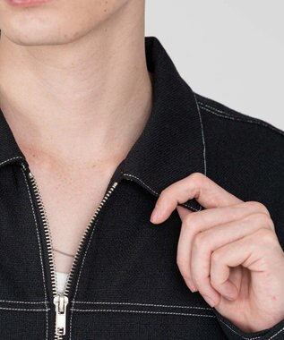 WEGO 【ユニセックス着用ITEM/MLサイズ展開】カラーステッチシャツジャケット ブラック