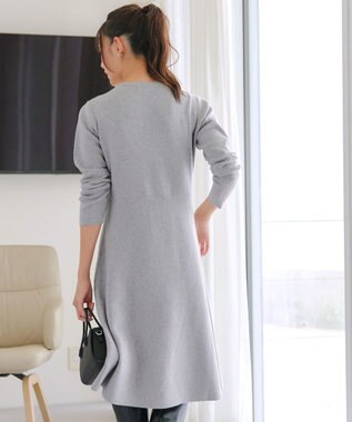 Tiaclasse 【選べる着丈・洗える】 ニットワンピース 膝丈：グレー