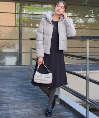 Tiaclasse 【選べる着丈・洗える】 ニットワンピース 膝丈：ネイビー