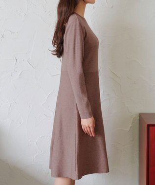Tiaclasse 【選べる着丈・洗える】 ニットワンピース 膝丈：モカ