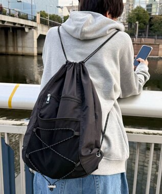 WEGO 【ユニセックス着用ITEM】コードデザインナップサック ブラック