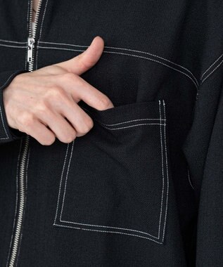 WEGO 【ユニセックス着用ITEM/MLサイズ展開】カラーステッチシャツジャケット ブラック