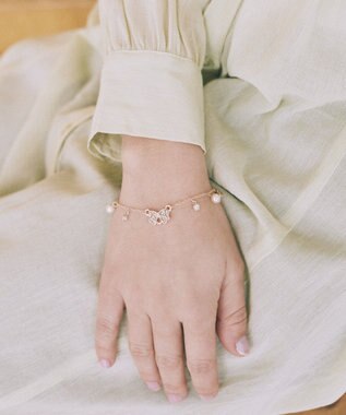 Maison de FLEUR リボンパールブレスレット Pink Gold