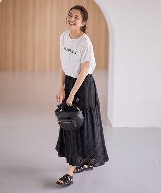 ANY L 【洗濯機可/UVケア/接触冷感】フレンチスリーブロゴ・カラーTシャツ オフロゴ