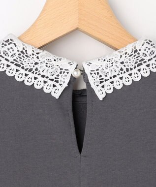 組曲 S 【先行予約・2WAY】レース襟フレンチテリーフレア カットソー チャコールグレー系