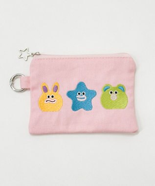 WEGO モンスター刺繍ポーチ ピンク