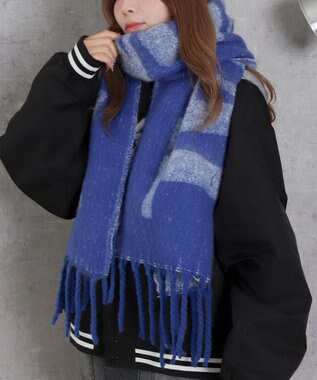 WEGO 【マフラー/ユニセックス着用】ワイドフリンジストール