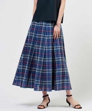 J.PRESS LADIES S コットンリネン Light マドラスチェック フレア スカート