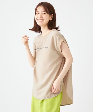 SHARE PARK LADIES ライトタッチ裾テールロゴTシャツ ベージュ系