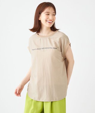 SHARE PARK LADIES ライトタッチ裾テールロゴTシャツ ベージュ系