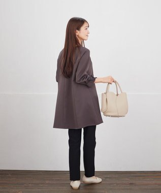 Tiaclasse L 袖リボンチュニック チャコールグレー